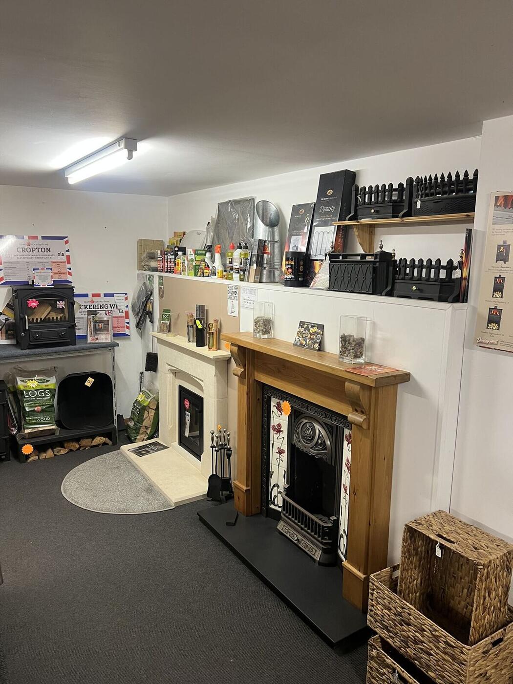 Fireplaces and surrounds in the showroom