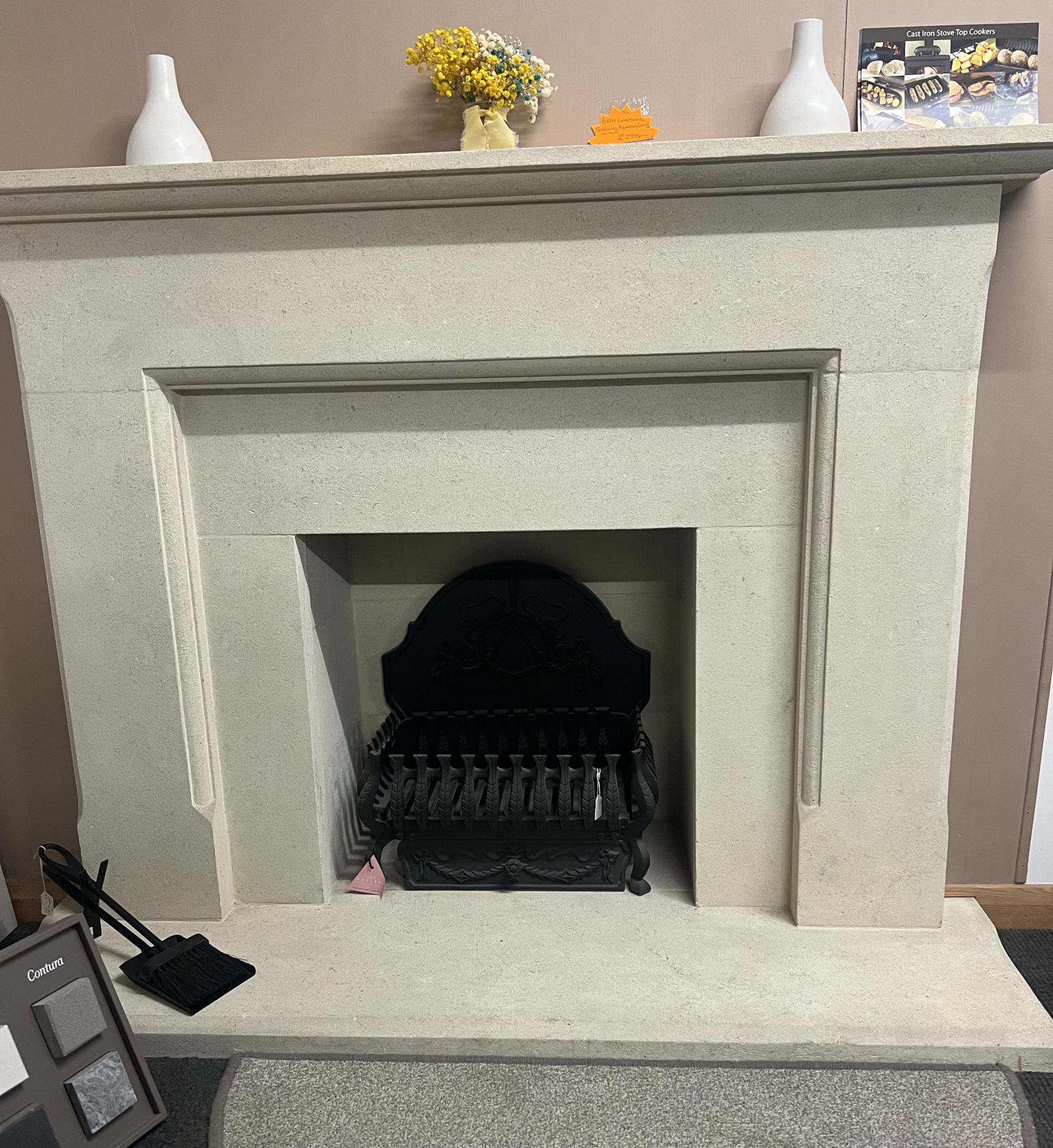Natural Bath Limestone Fireplace 54”