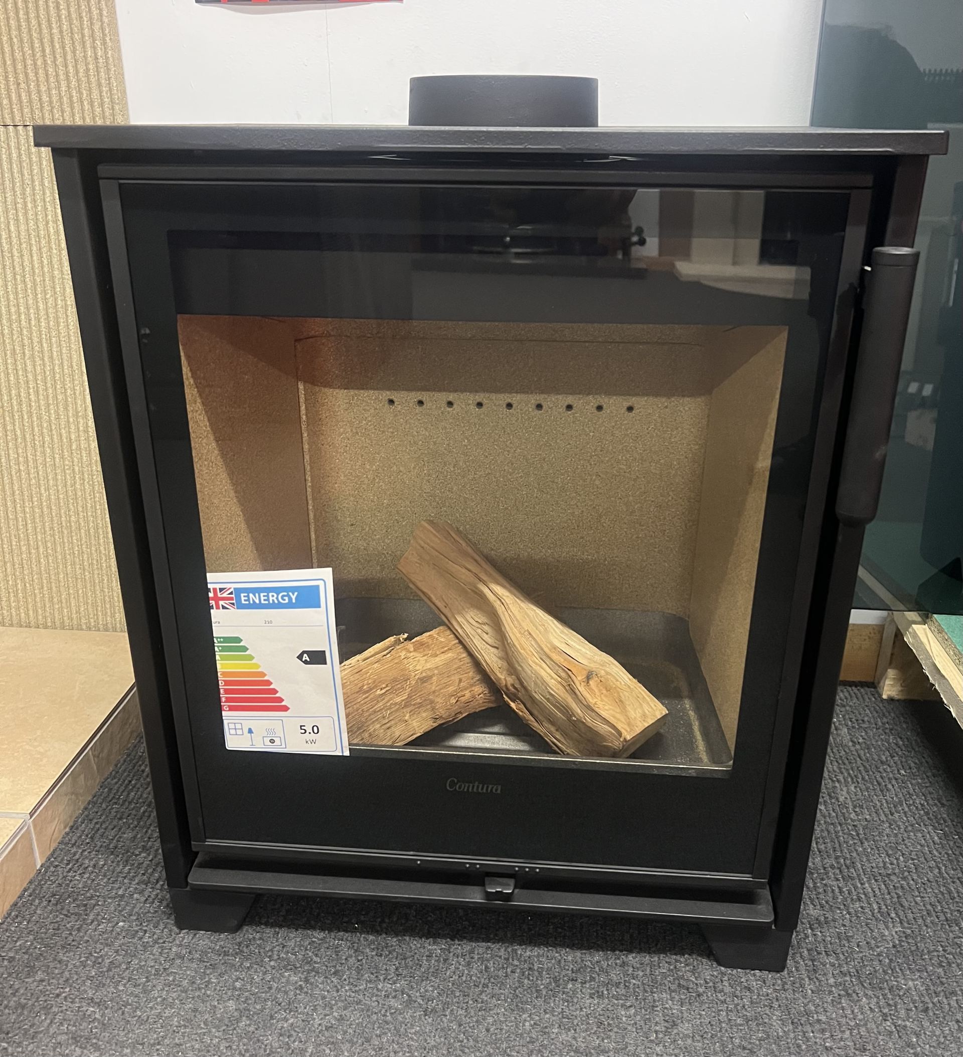 Contura 210 G, Black, Glass door